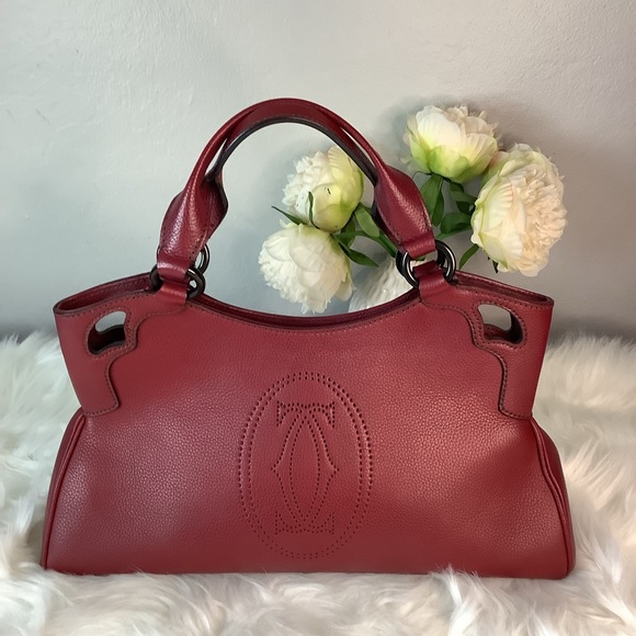 📛SOLD ON E..Y📛 🛍 CLASSIC CARTIER Burgundy Leather Marcello de Cartier Handbag - Picture 6 of 15